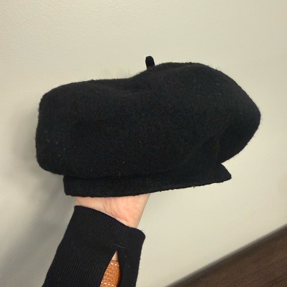 Black Wool Blend French Beret Costume Hat One Size